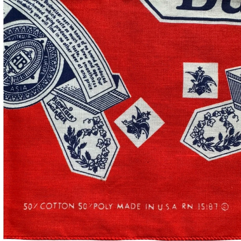 Budweiser Bandana Unisex OS Red Good Vintage King of Beers Made in USA RN 15187